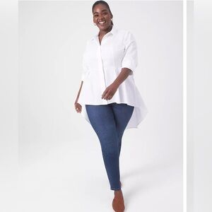 Lane Bryant White Peplum Button-Up Blouse Women’s Size 26